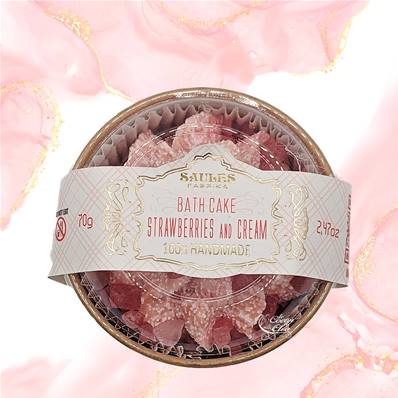 Cupcakes pour le Bain Fait Main Bain Effervescent - Fraise Crème 70g